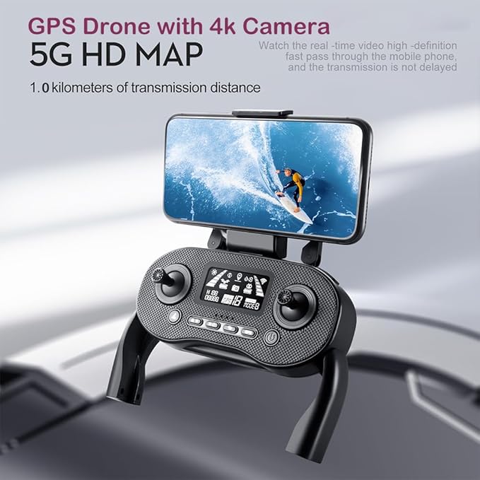 GPS Drone with 4K Camera for adults Long Range, 50 Minutes Long Flight Time, 5G Transmission, Brushless Motor Foldable FPV RC Quadcopter, Optical Flow, GPS Return Home, Follow Me, Include 2 batteries