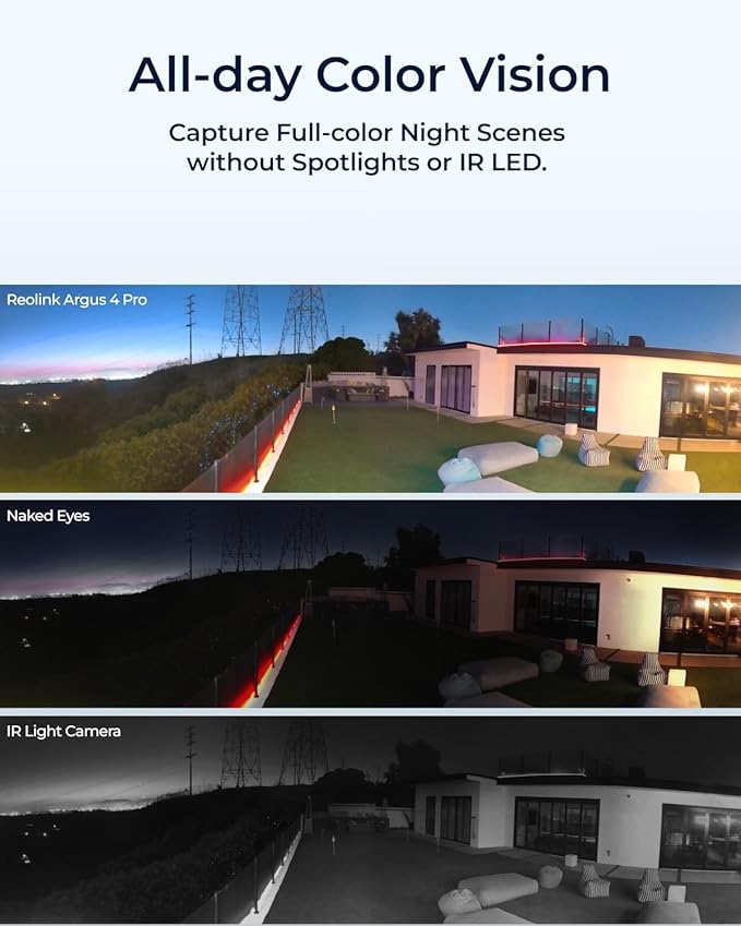 REOLINK Argus 4 Pro Black, 4K Dual-Lens 180° Solar Security Cameras Wireless Outdoor, 8MP ColorX Night Vision for Home Surveillance, 5G/2.4GHz WiFi, AI Detection, No Subscription, Home Hub Compatible