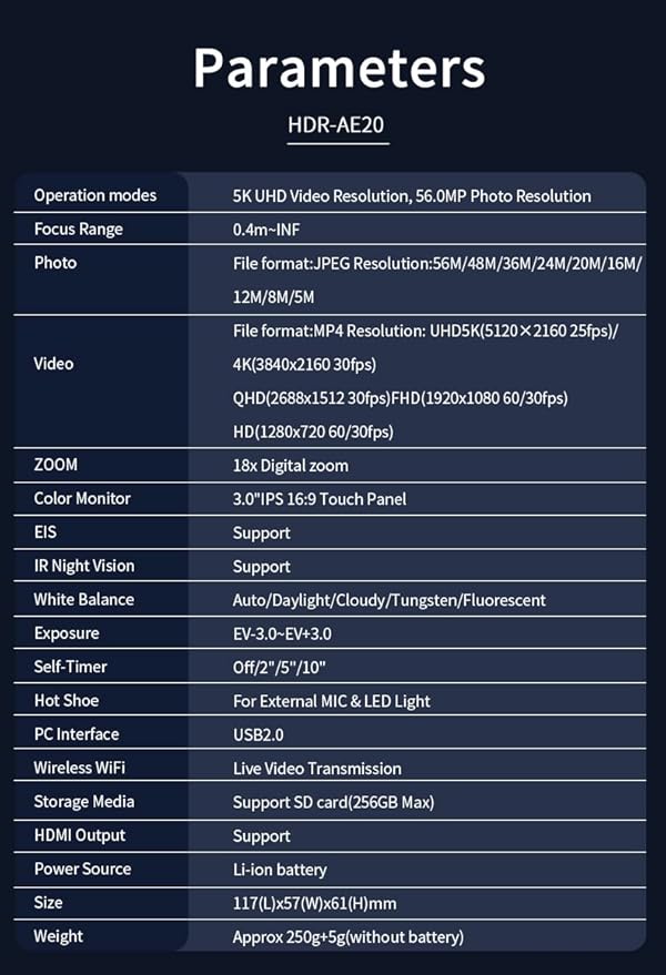 ORDRO 5K Night Vision Camcorder 30MP 24FPS Vlogging Camera 3.0" IPS Touch Screen Digital Camera with IR Light,Remote Control, Handheld Holder,32G Memory Card