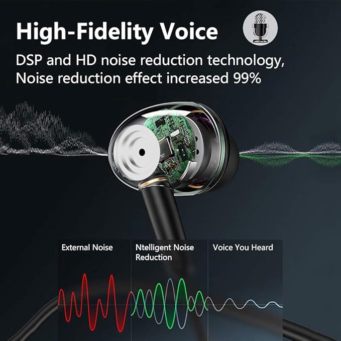 Wired in-Ear Headphones with Mic Volume Control Noise Cancelling Earbuds with Microphone Powerful Bass Earphones 3.5mm Jack for iOS Android Smartphones (Black)