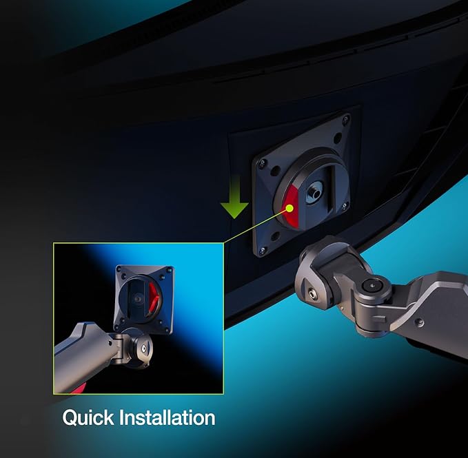 Gaming Monitor-Arm for Flat/Ultrawide/Curved Monitors 27 to 50 inch, Heavy Duty Stand Load up to 18 kg, VESA 75/100 mm Monitor-Mount A7