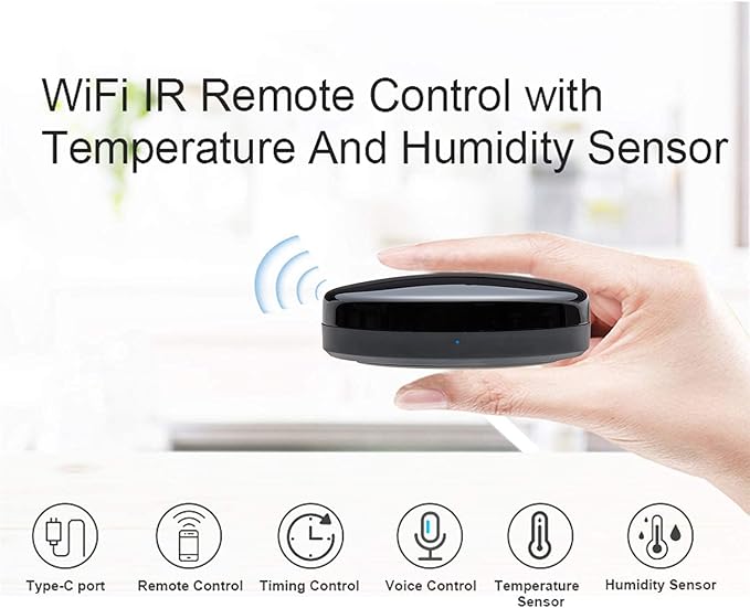 Upgraded Smart WiFi-IR Remote Control Universal-Hub with Built-in Temperature and Humidity Sensor,Compatible with Alexa for TV DVD AC STB etc