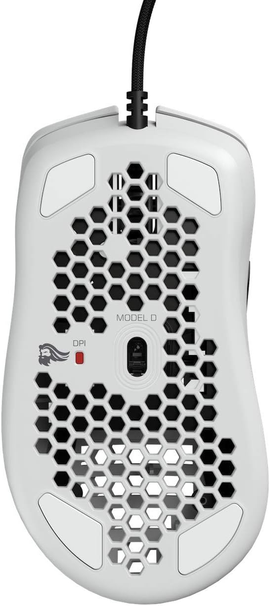 Glorious Model D Wired Gaming Mouse - 68g Superlight Honeycomb Design, RGB, Ergonomic, Pixart 3360 Sensor, Omron Switches, PTFE Feet, 6 Buttons - Glossy White