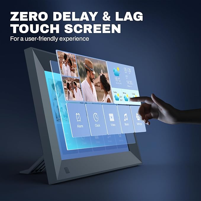 8 inch Digital Picture Frame, 1280x800 HD IPS WiFi Digital Photo Frame, 16GB Storage, Instantly Share Photo/Video via Apps/Email, USB/Mirco SD, Black