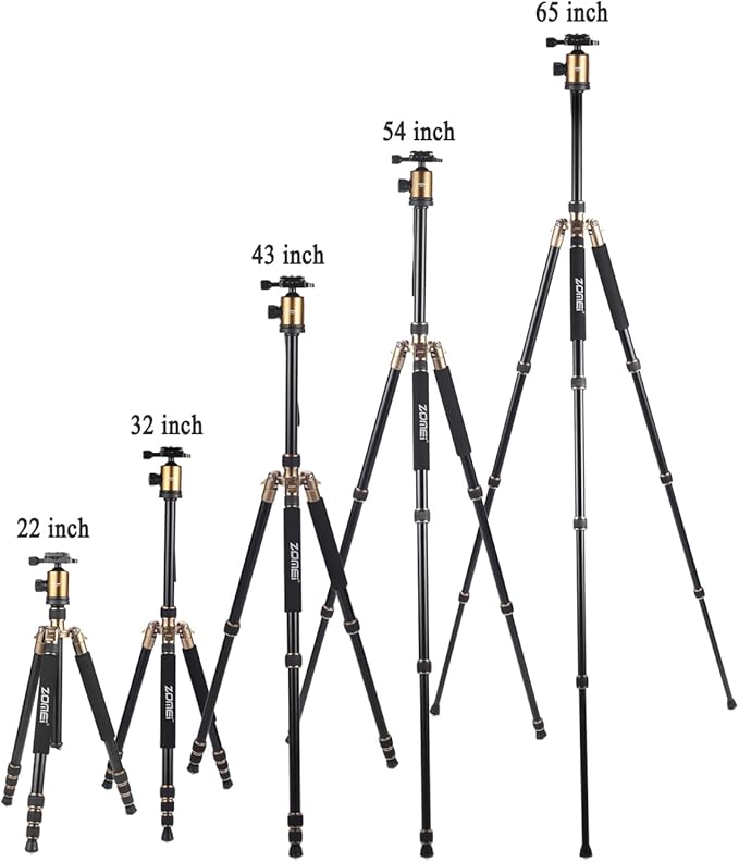 ZOMEI Tripod,Camera Tripod,Lightweight Camera Travel Z818 Tripod Aluminium Alloy Monopod with 360 Panorama Ball Head Quick Release Plate Ball for DSLR Canon Sony Nikon Cameras(Gold)