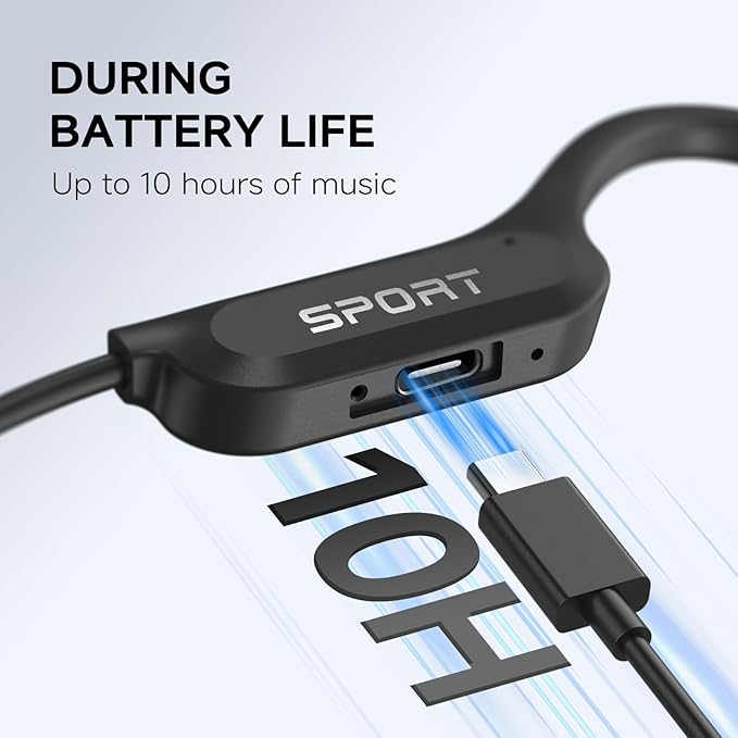 Bone Conduction Headphones, 2025 Upgrade Open Ear Bluetooth 5.4 Headphones with Mic, 10Hrs Playtime Bone Conduction Earbuds, IP56 Waterproof Earphones for Workout, Hiking