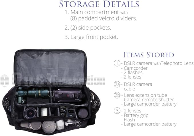 Acuvar Extra Large Camera Bag and Camcorder Case, Padded Equipment Bag, Video Camera Bag, Camera Carrying Case, Camera Duffle Bag, Extra Large Camcorder Backpack,Camera Case for Canon,Nikon,Sony