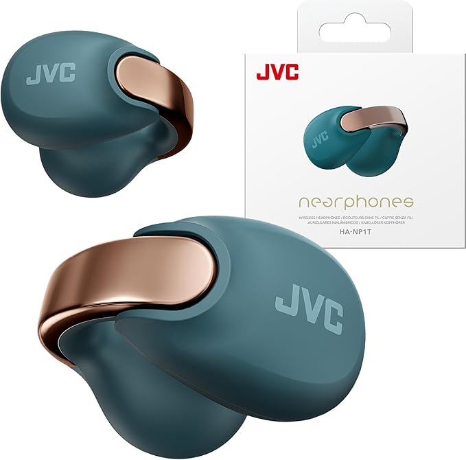 JVC Nearphones Open Ear True Wireless Headphones - Open Ear Earbuds - Bluetooth 5.3-24H Playback - IPX4 Water Resistant - Built-in Mic - Awareness & Comfort - Ear Clip Earbuds - HANP1T