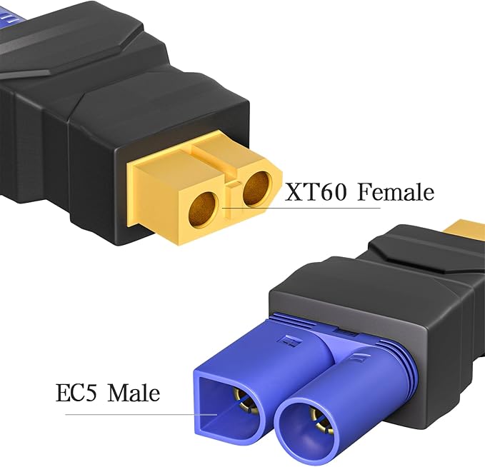 Goupchn XT60 Female to EC5 Male Connector Adapter Wireless Converter 4PCS for RC FPV Drone Car Lipo Battery Charger ESC