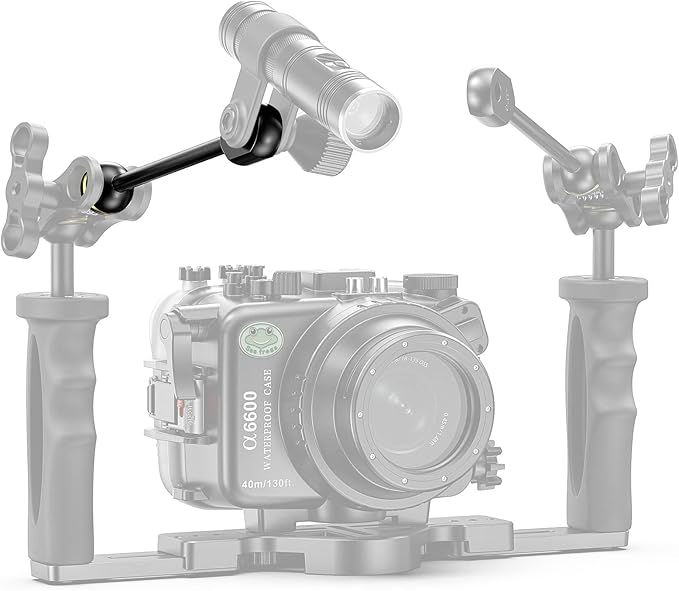 Seafrogs 1" Ball to YS Head Clip Arm 6.43"/16.34cm Aluminum Alloy YS Head Adapter Arm for Underwater Photography Lighting System, Connector for Diving Strobe/Video Light (AM-4)