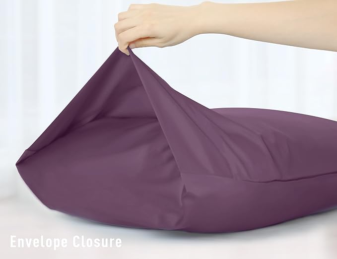 Sunflower Body Pillowcase 100% Cotton Long Pillow Cover/Case Envelope Closure 1 Pack, 21×54 inches Dark Purple, Soft and Breathable