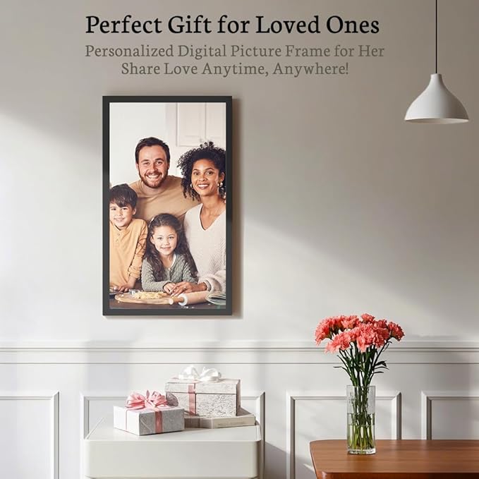 BSIMB Large Digital Picture Frame 32 Inch, 64GB 1920x1080 FHD WiFi Digital Photo Frame Electronic Display, Wall Mount Included, Share Pictures/Videos via App Easy Setup Gifts for Mom(Non-Touch), Black