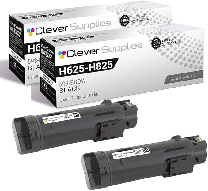 CS Replacement Toner Cartridge Compatible with Dell H625-H825 593-BBOW Black Laser H625CDW Laser H825CDW Laser S2825CDN 2 Set