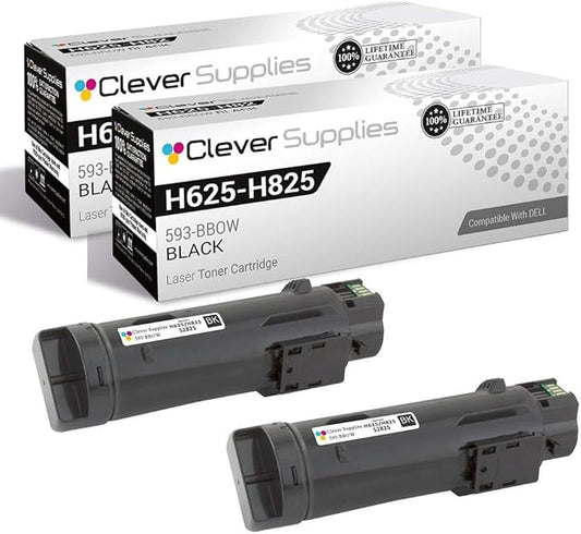 CS Replacement Toner Cartridge Compatible with Dell H625-H825 593-BBOW Black Laser H625CDW Laser H825CDW Laser S2825CDN 2 Set