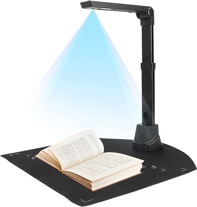 NetumScan 13MP Book Document Camera for Teachers, Multi-Language OCR Recognition by AI Technology, Foldable & Portable, Real-time Projection, Video Recording, Capture Size A3/A4-Windows,Mac OS,Linux