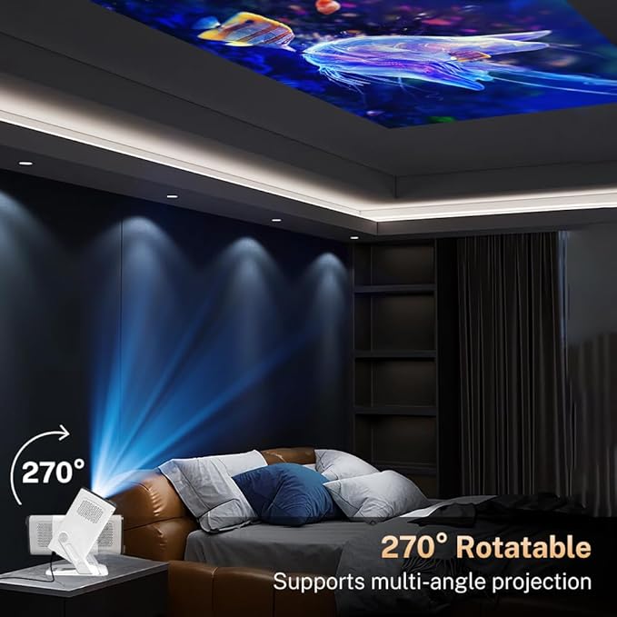 4K Supported Android 11 Mini Projector with WiFi 6 & Bluetooth 5.4 | 400 ANSI Lumens | Auto Keystone | Portable Outdoor Movie Projector for iPhone, Netflix, Camping, Bedroom & Home Theater