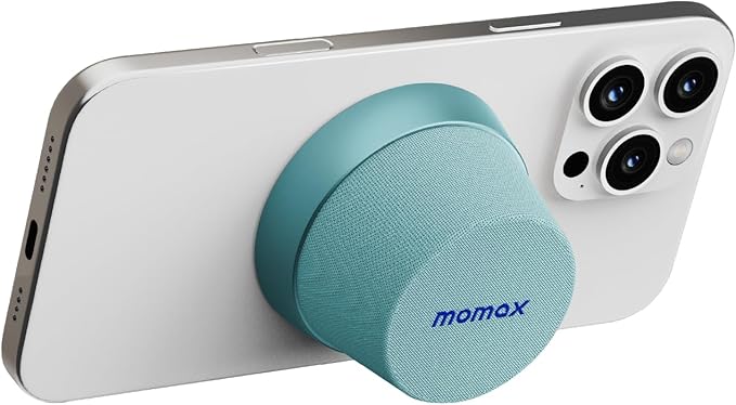MOMAX Magnetic Portable Bluetooth Speaker - Mini Waterproof Shower Speaker with Bass, 12H Playtime, Outdoor Speaker True Wireless Stereo Pairing for Golf, Beach, Home, Travel, Gift Ideas, Blue