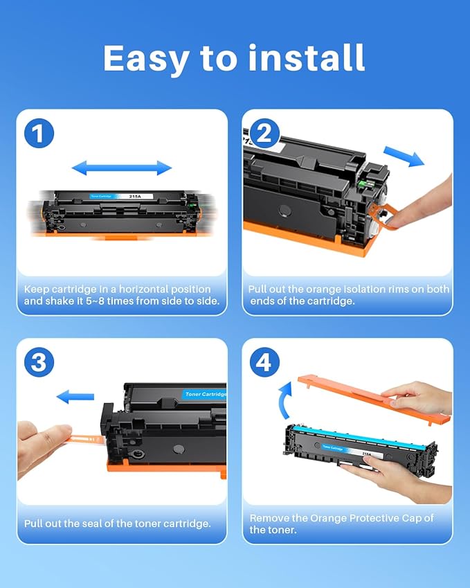 (With Chip) Compatible 215A Toner Cartridges 4 Pack Replacement for HP 215 A 215X Cartridges W2310A W2311A W2312A W2313A Use with Color Pro MFP M183fw M182nw M182n M155a M155nw Printer (BK/C/M/Y)