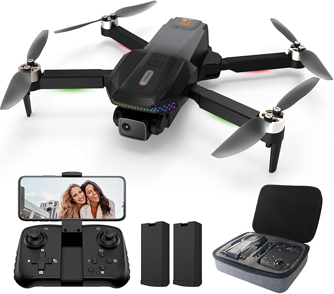 Drone with 1080P HD Camera, Brushless Motor FPV Foldable Quadcopter for Adults and Beginners, Up to 50 Mins Flight Time with 2 Batteries, 360° Flip, One Key Start, Altitude Hold, Carrying Case