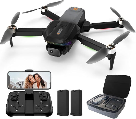 Drone with 1080P HD Camera, Brushless Motor FPV Foldable Quadcopter for Adults and Beginners, Up to 50 Mins Flight Time with 2 Batteries, 360° Flip, One Key Start, Altitude Hold, Carrying Case