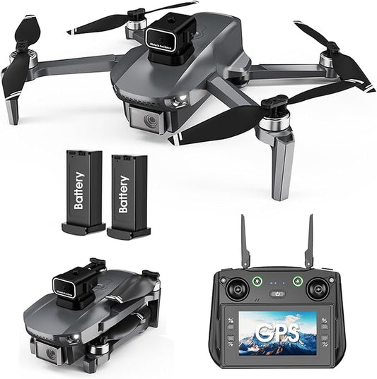 4.5-inch Screen Display Drone with GPS, Dual Cameras and Foldable Design – Model S186GPS (2 batteries)