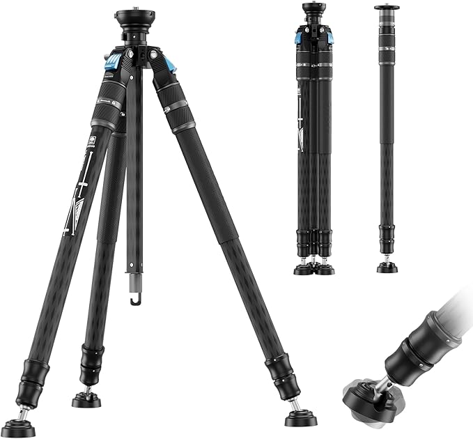 SIRUI SVS60 Carbon Fiber Travel Tripod, 64.6" Compact Camera Tripod, Rapid One-Step Height Adjustment, Modular Design Convertible to Monopod, Max Load 8kg/17.6lbs