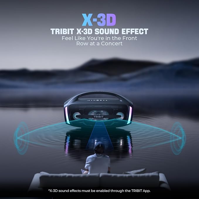 Tribit Bluetooth Speaker StormBox Blast 2, 200W Portable Wireless Speaker with Subwoofer, XBass, LED Light, Bluetooth 5.4, IP67 Waterproof, Custom EQ, 30H Playtime, TWS Pairing for Party/Outdoor