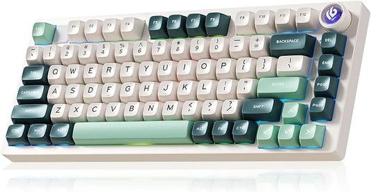 HI75C Pro Gaming Keyboard, RGB Backlit Bluetooth/USB-C/Wireless Mechanical Keyboard, Hot Swappable Creamy Keyboards for PC/MAC/Windows Gamer - Ice Vein Switch, Green