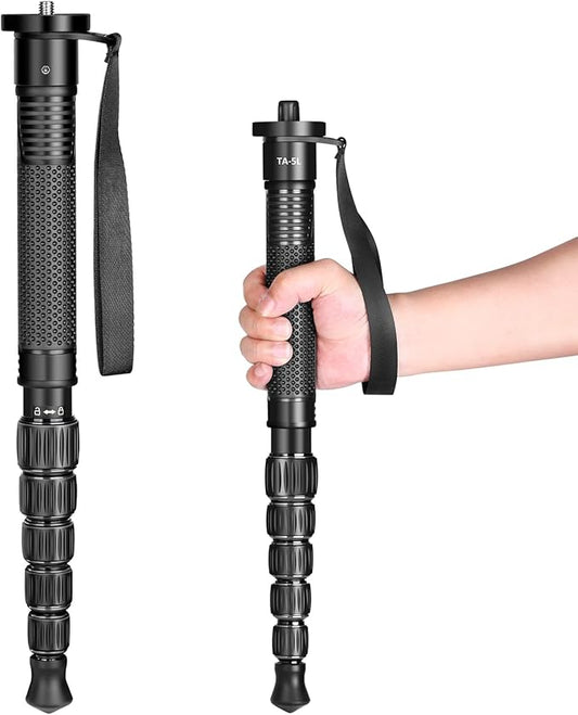TONYBOO TA-5L 61 inch Camera Monopod,Aluminum Monopod with 6-Section Height,Portable Lightweight,Max Load 16 lbs,Heavy Duty Camera Stand for DSLR Canon Nikon Sony,Easy to Carry