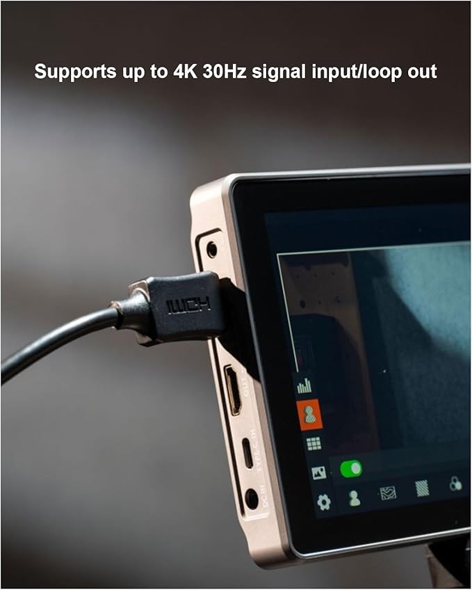 VILTROX DC-L1 7" 4K HDMI Camera Field Monitor, 600nit Touch Screen, 4K 30Hz HDMI Loop in/Out DSLR Video External Monitor for Sony Canon Nikon with Sunshade Hood, Battery, Storage Bag