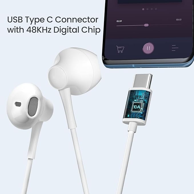 2 Pack USB C Headphones for iPhone 16/15 Type C Earbuds Wired Earphones with Mic & Remote Control Noise Cancelling for iPad Pro, Galaxy S23/S22/S21/S20/Ultra Note 10/20, Pixel 7/6/6a/5/4