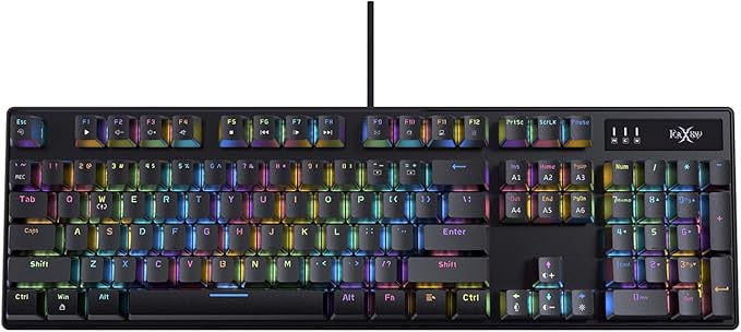 HKM-88 Full-Size Mechanical Gaming Keyboard, Customizable Keys with Macro Support, RGB Backlit, Outemu Red Switches, USB Plug and Play for PC