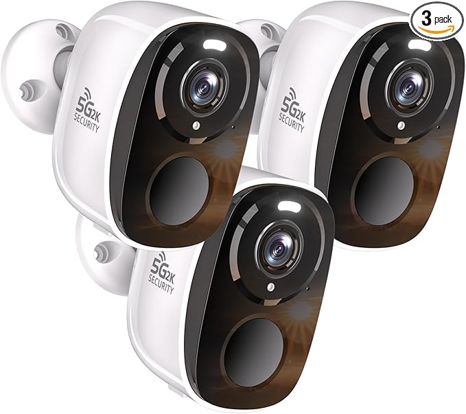 5G/2.4G WiFi Security Cameras Wireless Outdoor,2K Battery Powered Home Indoor Camera with AI Motion Detection, Siren,Color Night Vision, 2-Way Talk, IP65 Waterproof, Works/Alexa, Cloud/SD 3PC