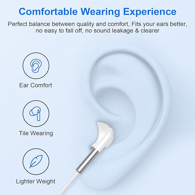 Type C Headphones Wired Earbuds Ear Buds for iPhone 17 Pro Max Air 16 Pro Max 16e 16 Plus/Pro 15 Plus/Pro USB C In-Ear Headphones Wired USBC iPhone 17 Earbuds Earphones Headsets with Microphone,2 Pack