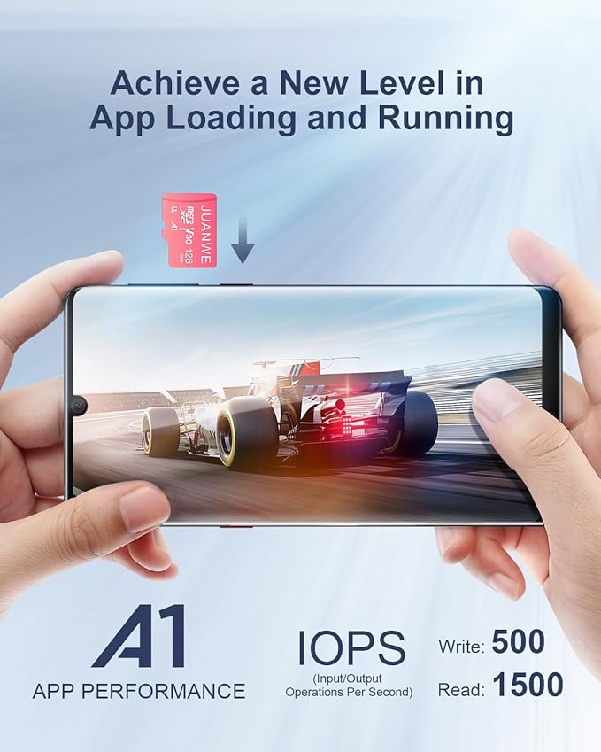 JUANWE 128GB Micro SD Card 2 Pack 128GB TF Card with Adapter, microSDXC Memory Card for Camera, Drone, U3, A1, V30, 4K UHD, UHS-I, SD Card