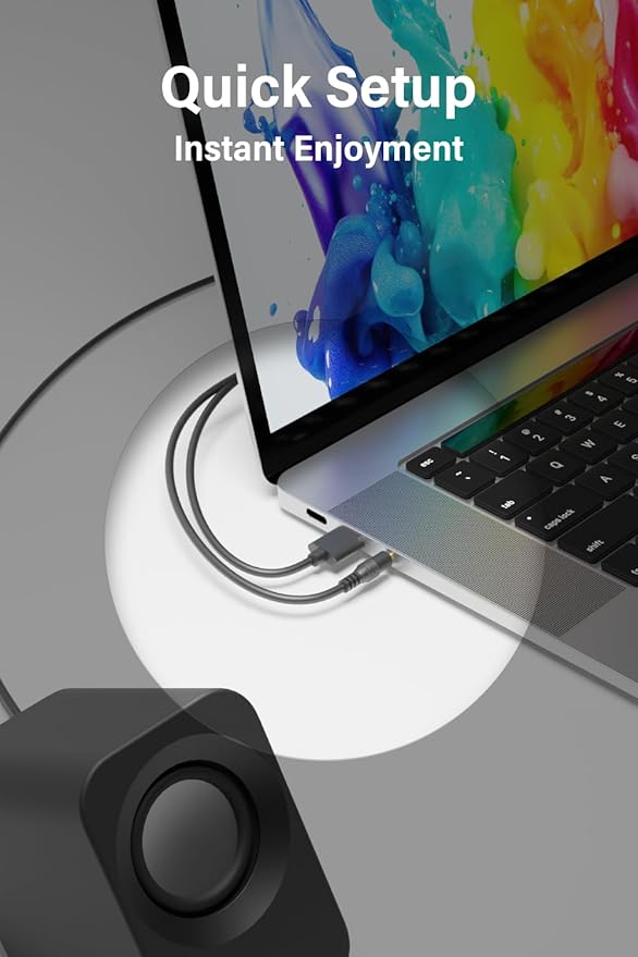 Speaker - 14W Stereo PC Speakers, USB Powered, Compact Size with 30° Tilt Design, Volume Dial Control, for Desktop, Laptop, Monitor, Gaming Consoles, Black