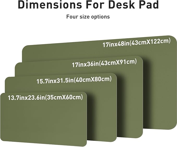 Aothia Leather Desk Pad Protector, Mouse Pad, Office Desk Mat, Non-Slip PU Leather Desk Blotter, Laptop Desk Pad, Waterproof Desk Writing Pad for Office and Home (36" x 17", Olive Green)