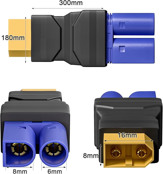 Goupchn XT60 Male to EC5 Male Connector Adapter Wireless Converter 4PCS for RC FPV Drone Car Lipo Battery Charger ESC