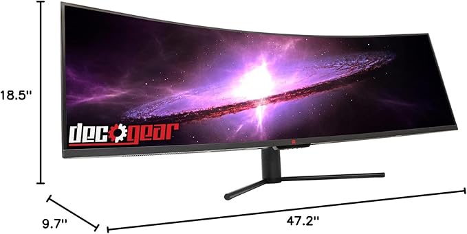 Deco Gear 49" Curved Ultrawide Gaming Monitor | 32:9 | 3840x1080 | 144Hz | 3000:1 | E-LED | 2 HDMI | 2 Display Port
