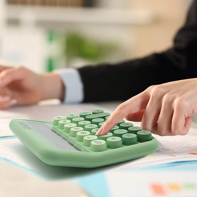 Gradient Green Calculator, UPIHO Standard Calculator 12 Digit with Large LCD Display and Big Buttons, Green Office Supplies for Women, Cute Desk Accessories for Office, School, Home, Business