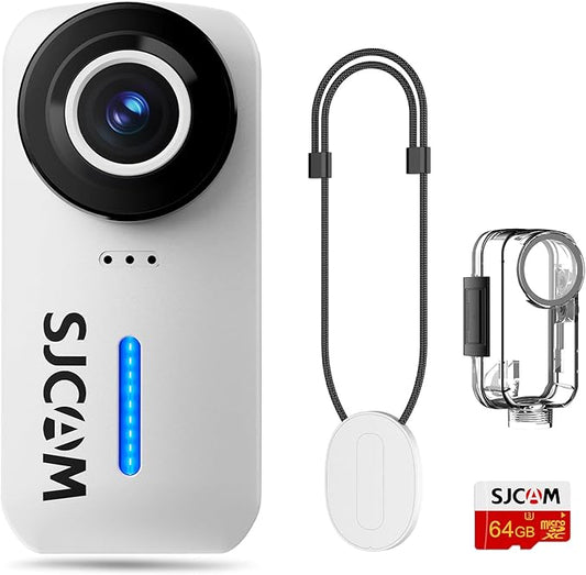 SJCAM C110Plus Magnetic Combo,4K POV Action Camera with Stabilization of 6-Axis,170° FOV,Mini Body Cam, Waterproof,Wearable,Portable POV,Built-in Spkr & Mic for Vlogging, with Helmet Mount Kits,White