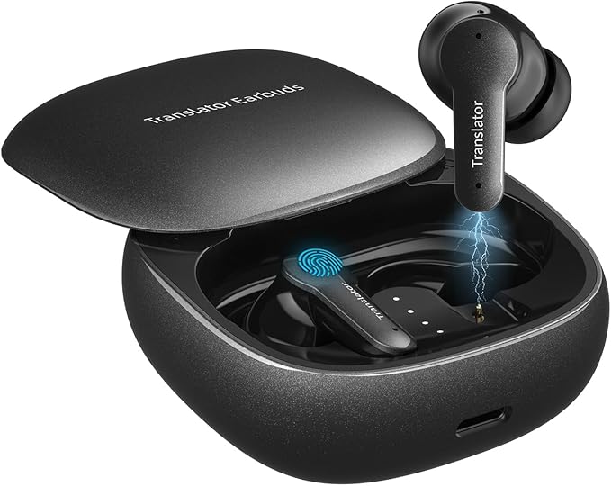 XUPURTLK Translation Earbuds Real Time for 144 Languages, AI Translator Earbuds for iPhone and Android, 3-in-1 Translation Headphones Translating Earbuds for Travel Business Learning