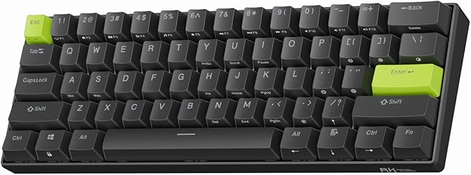 RK ROYAL KLUDGE C61 HE Gaming Keyboard 60% Wired Mechanical Keyboard with Hall Effect Magnetic Switch 8000Hz Polling Rate Rapid Trigger RGB Backlit, 61 Keys, Black Green