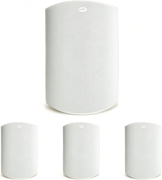 Polk Audio Atrium 8 SDI Flagship Outdoor Speaker (White) - Use as Single Unit or Stereo Pair, Powerful Bass & Broad Sound Coverage, Withstands Extreme Weather & Temperature (Pack of 4)