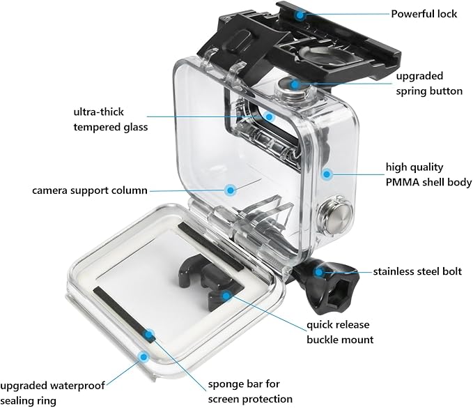 Suptig Waterproof Case, Dive Case for Gopro Hero 7 Black, Hero 6, Hero 5& 2018 Action Camera Waterproof 147ft(45Meters)