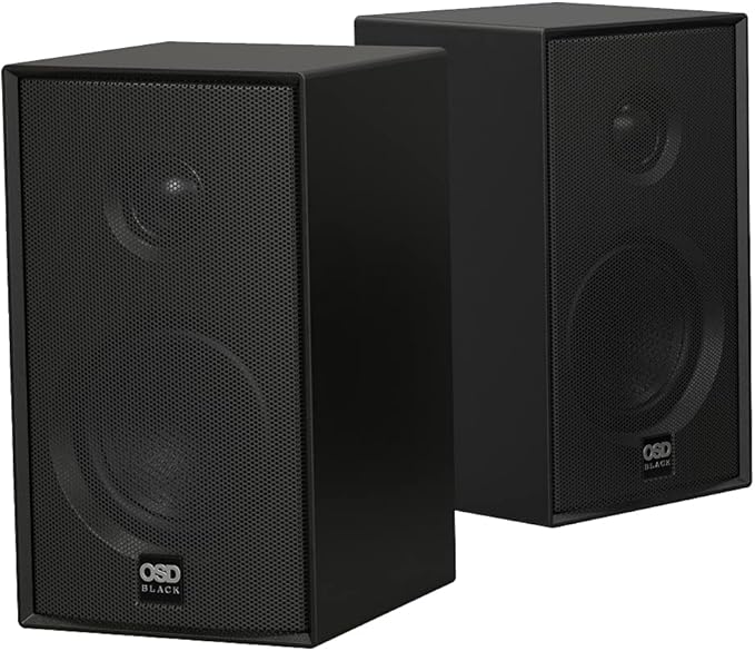 OSD Audio Nero MODQ2 Bookshelf Monitor Speakers 100W, 3” Glass Fiber Mid/Woofer, 1” Silk Dome Tweeter for Home Theaters, Desks, Gaming (Black, Pair)