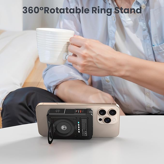 for Magsafe Battery Pack 10000mAh,5-in-1 Magnetic Power Bank Built in AC Plug,Magnetic Wireless Portable Charger for Apple Watch,22.5W Fast Charging Power Bank for iPhone 16 Pro Max/15/14/13/12 Mini