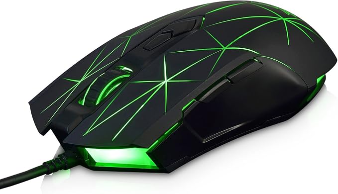 FIRSTBLOOD ONLY GAME. AJ52 Watcher RGB Gaming Mouse, Programmable 7 Buttons, Ergonomic LED Backlit USB Gamer Mice Computer Laptop PC, for Windows Mac OS Linux, Star Black