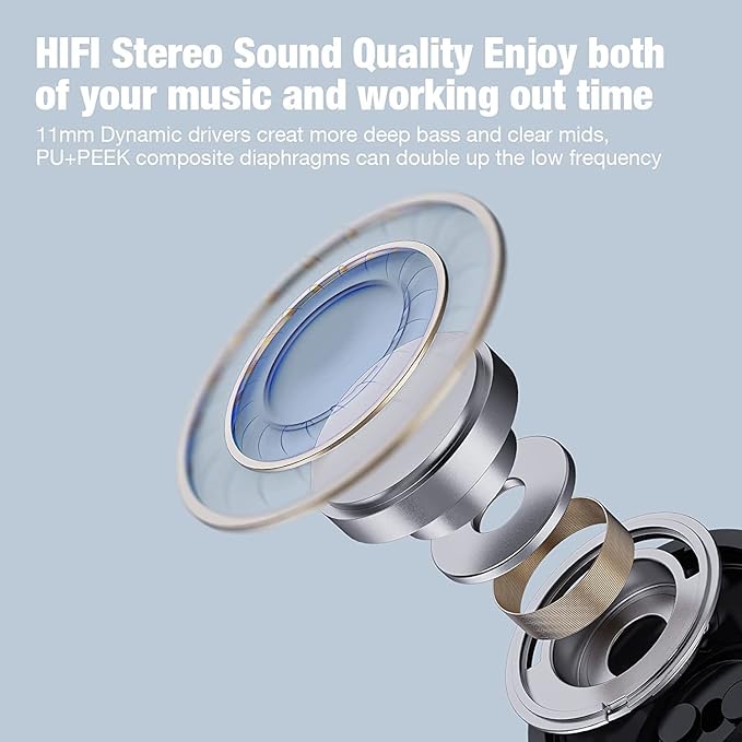 Boean Wireless Headphones Workout Headphones Bluetooth 5.3 with IPX7 Rating Workout Running Headphone with 16 Hours Bluetooth Earbuds for Man Women