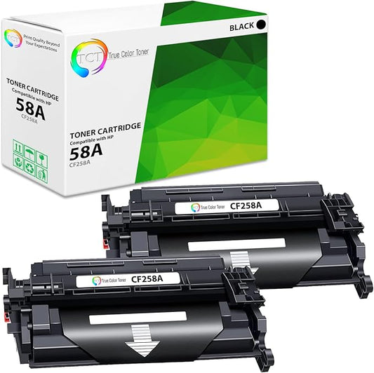 TCT 58A Toner Cartridge 2 Pack - Compatible Replacement for HP 58A CF258A Black Works with HP Laserjet Pro MFP M428fdw M428fdn, M404n M404dn Printers (3,000 Pages)